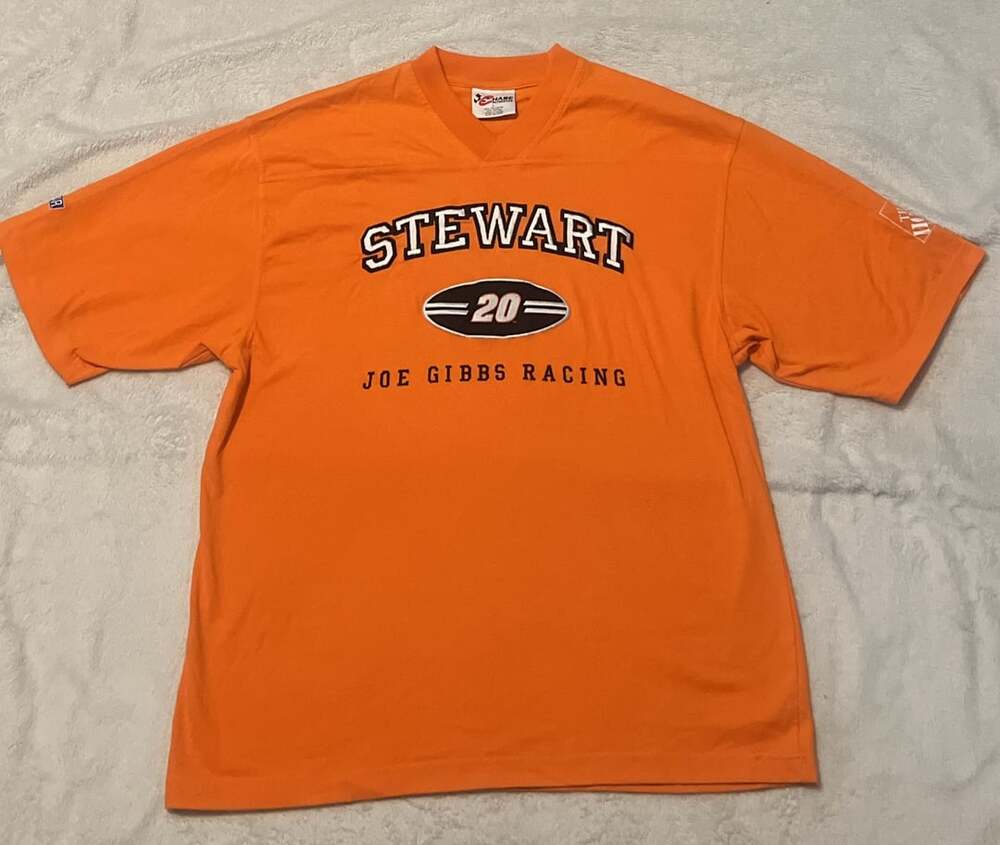 Chase Authentics NASCAR Tony Stewart 20 Joe Gibbs Racing T-Shirt Size L Orange